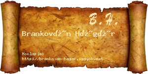 Brankován Hágár névjegykártya